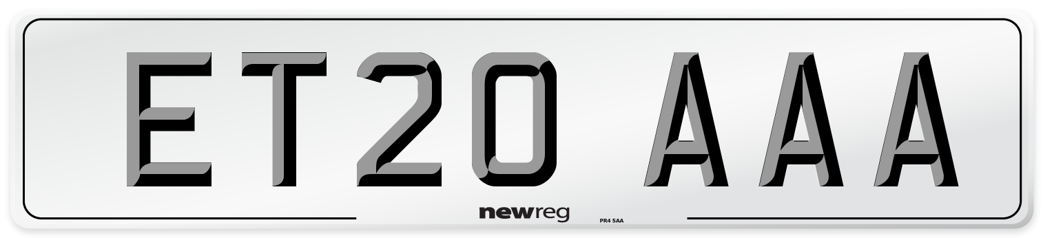 ET20 AAA Number Plate from New Reg